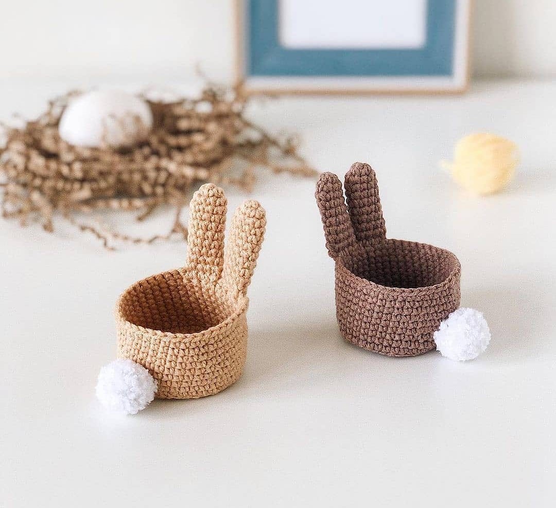 Storage basket rabbit shape crochet pattern - Free crochet pattern
