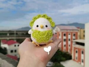 crochet a hen wearing a bib