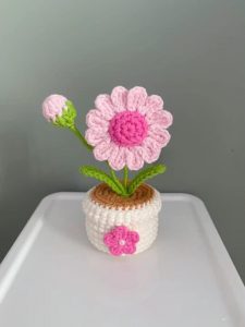 Chrysanthemum flower pot crochet pattern