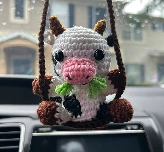 Cow sitting in a hammock crochet pattern