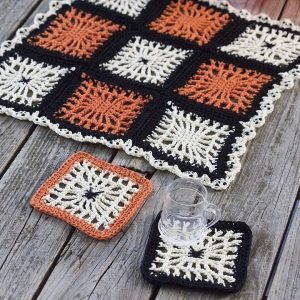 Crochet Spiderweb coasters Halloween
