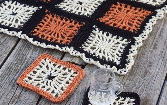 Crochet Spiderweb coasters Halloween