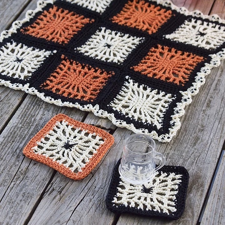 Crochet Spiderweb coasters Halloween