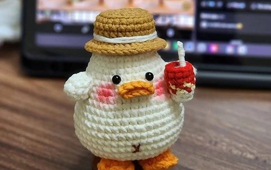 Duck drinking milk tea crochet pattern