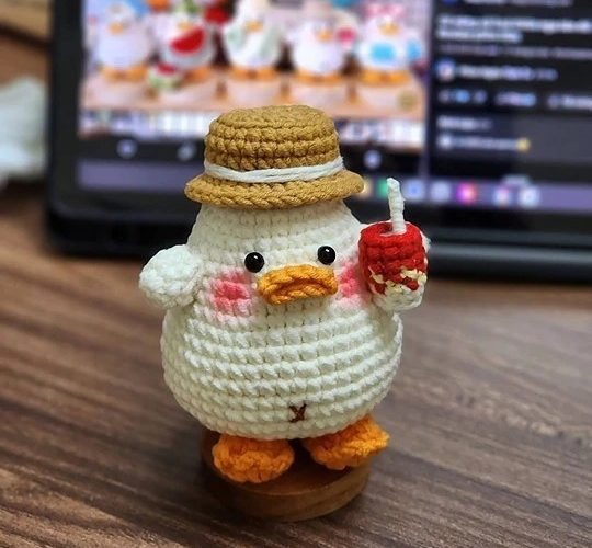 Duck drinking milk tea crochet pattern