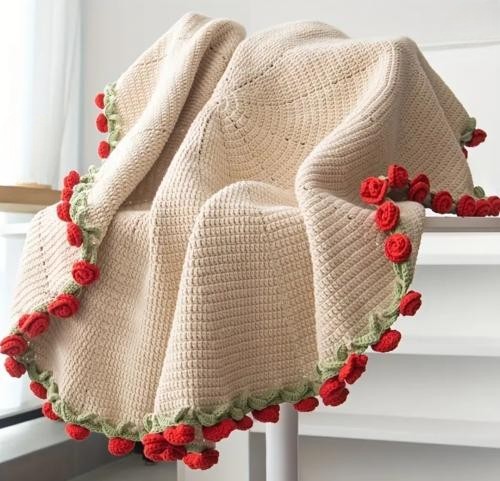 Crochet Rose bouquet blanket