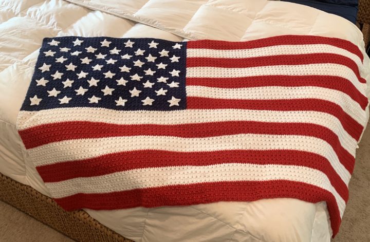 crochet American flag blanket