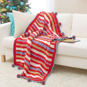 crochet Christmas striped blanket pattern