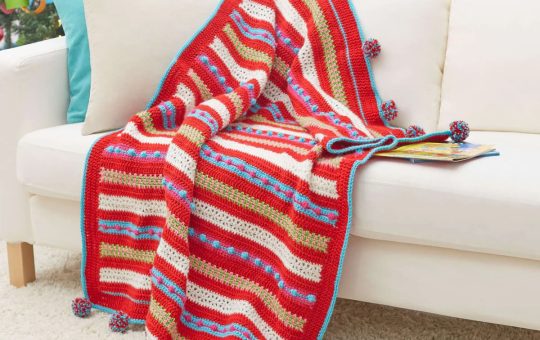 crochet Christmas striped blanket pattern