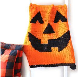 Jack-o-lantern crochet blanket